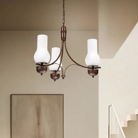 Lustră pe lanț Brilagi COTTAGE 3xE14/40W/230V stejar/alb