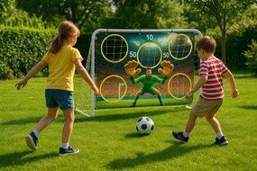 Poartă de fotbal cu perete cu țintă 180x61x122 cm