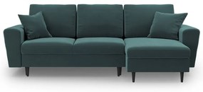 Colțar petrol extensibil, cu spațiu de depozitare cu tapițerie din catifea Kyoto – Cosmopolitan Design