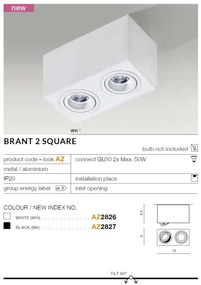 Spot aplicat tavan/plafon stil modern Brant 2 SQUARE alb