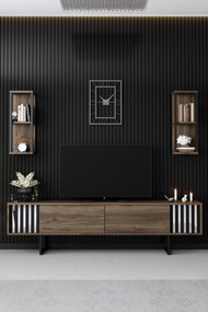 Comodă TV Chrome Line - Walnut, Black
