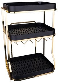 Organizator bucatarie,TRENDY’S, cu trei nivele 36X25X36 CM, negru-gold