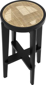 Scaun de bar din lemn finisaj negru design modern Dareau, H-76,5cm 114381 HZ