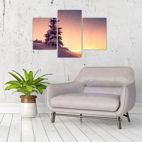 Tablou cu copac înzăpezit pe luncă (90x60 cm)