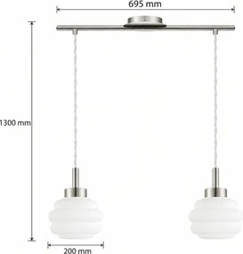 BRILAGI - Lampă suspendată LED pe cablu RETRO GLASS 2xE27/60W/230V crom mat/alb