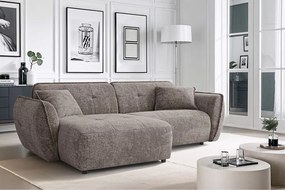 Colțar taupe cu tapițerie din chenille (cu colț pe partea stângă/cu șezlong) Nelia – Ropez