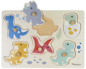 Puzzle (număr de piese 6) de inserat din lemn Dinosaurs – Kindsgut