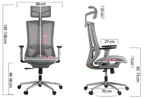 Scaun ergonomic gri SYYT 9510 - multifunctional, reglabil, confort sporit