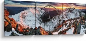 Tablou - Panoramă montană de iarnă (cu ceas) (90x30 cm)