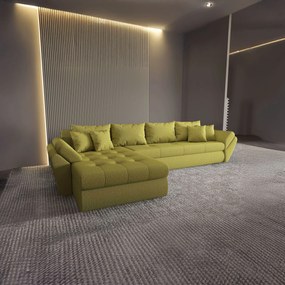 Colțar extensibil dumonde cu ladă de depozitare si sezut confortabil din spuma high-density, Loana XL Enjoy Verde 335x185 cm