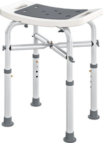 HOMCOM Taburet de duș scaun de duș - șezut căptușit și reglabil, talpi cu ventuze antiderapante, aluminiu gri | Aosom Romania