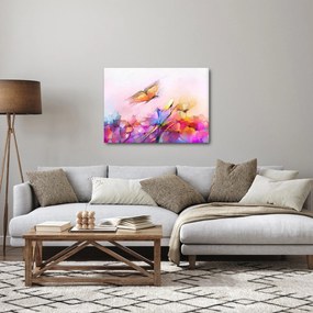 Tablou - Fluture asupra florilor, abstracție (70x50 cm)