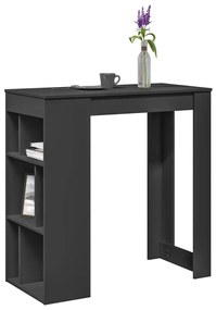 854356 vidaXL Masă de bar cu rafturi, negru, 102x50x103,5 cm, lemn prelucrat