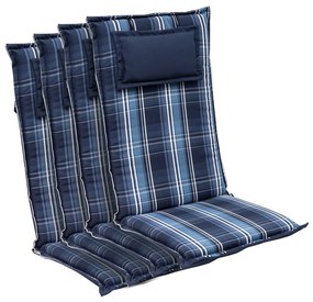 Donau, pernă, pernă pentru scaun, spătar înalt, pernă scaun de grădină, poliester, 50 × 120 × 6 cm, 4 × pernă
