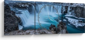 Tablou - Priveliște la cascade (cu ceas) (90x30 cm)