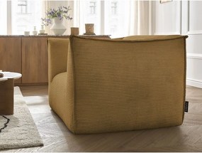 Fotoliu galben muștar cu tapițerie din catifea reiată Giorgia – Bobochic Paris