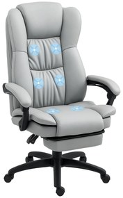 Vinsetto Scaun de birou ajustabil cu suport pentru picioare, suport pentru cap, funcție de masaj, piele ecologică, 68,5x68,5x113-121cm | Aosom Romania