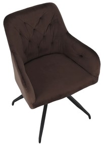 Scaun pivotant, ţesătură de catifea maro/ negru, VELEZA