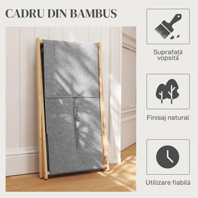 HOMCOM Coș Pliabil pentru Rufe 55L din Material Textil și Cadru din Bambus pentru Cameră și Spălătorie, 41x41x64 cm, Gri | Aosom Romania