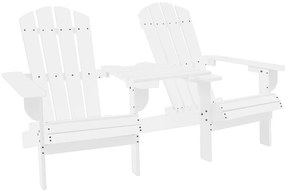 vidaXL Scaune de grădină Adirondack &amp; masă ceai, alb, lemn masiv brad