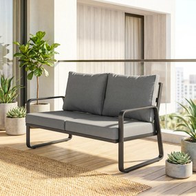 Outsunny Canapea de grădină 2 locuri cu perne groase, huse detașabile și accotoare moderne, 121x69x69cm, gri deschis | Aosom Romania