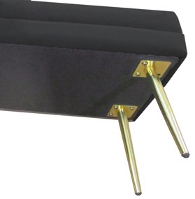 HOMCOM Bancă bancuță cutie de depozitare 2 în 1 cu șezut din catifea și picioare de oțel - 100 x 37,5 x 42 cm, negru și auriu | Aosom Romania