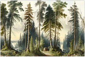 Tablou - Peisaj de epocă de păduri (90x60 cm)