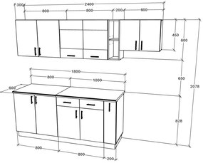 Set haaus V16, Lemn Natural/Alb, Blat Thermo 28 mm, L 240 cm