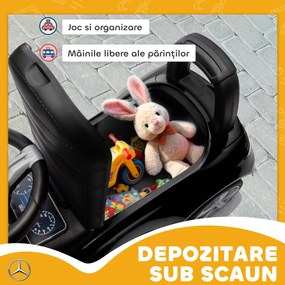 AIYAPLAY Mașinuță Electrică pentru Copii Licență Mercedes Benz cu Claxon și Spațiu Portaoggetti, 65x28x39 cm, Negru | Aosom Romania