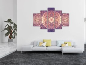 Tablou - Mandala pe gradient violet (150x105 cm)