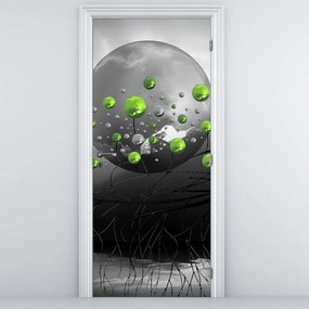 Fototapet pentru ușă - Sferă verde abstract (95x205cm)