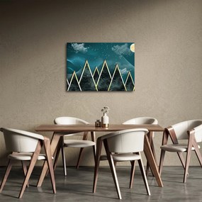 Tablou - Lună plină deasupra munțiilor aurii (70x50 cm)