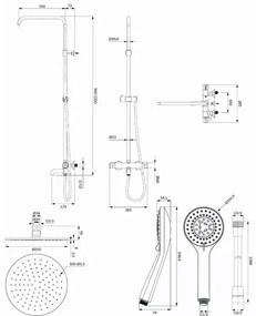 Coloana de dus termostatata Omnires Y auriu para rotunda