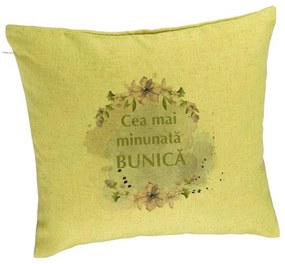 Perna Decorativa pentru Bunica 3, 40x40 cm, Verde, Husa Detasabila, Burduf