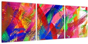 Tablou - Abstract colorat (cu ceas) (90x30 cm)