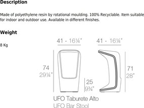 Scaun de bar exterior / interior design modern premium UFO BAR STOOL 63005 Vondom