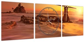 Tablou - Apus de soare (cu ceas) (90x30 cm)
