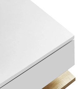 Măsuță de Cafea Modernă din Lemn cu Sticlă și LED, 105x55x32,5 cm, Naturală