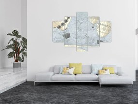 Tablou - Baloane deasupra orașului, nuanțe reci (150x105 cm)