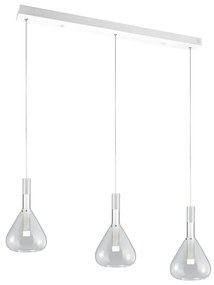 Lustră albă LED cu abajur din sticlă Cipera – CINQUE