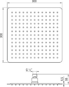Floks dispersor fix - patrat crom anticalcar 30*30 cm NAC_009K