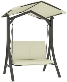 Outsunny Leagăn de Grădină 2 Locuri cu Acoperiș Reglabil 150x120x182cm Crem | Aosom Romania