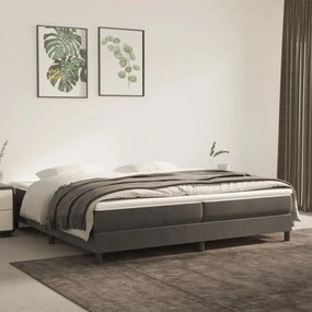 3144352 vidaXL Pat box spring cu saltea, gri închis, 200x200 cm, catifea