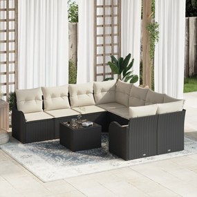 vidaXL Set de canapele pentru grădină 9 pcs Negru 55 x 55 x 37 cm