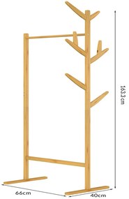 Casaria Suport de haine de bambus RADO, 66x40x163,3cm, maro
