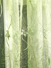 Perdea din voal nuanță verde și broderie verde cod 2041