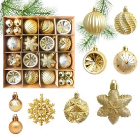 Set de decoratiuni de Craciun STARLING auriu, 40 bucati
