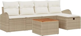 vidaXL Set de canapele pentru grădină cu pernă 6 pcs Bej Rattan poli