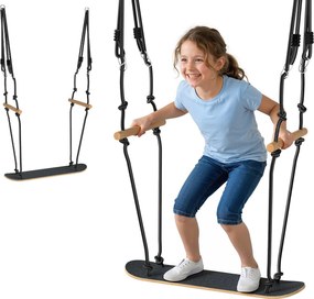 AIYAPLAY Leagăn skateboard pentru copii cu înălțime reglabilă, placă antiderapantă, frânghie rezistentă la intemperii, mânere Negru | Aosom Romania