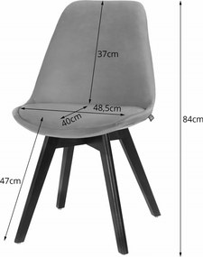 PROMOTIE Scaun albastru DAREN NORI VELVET cu picioare din lemn de fag II. calitate